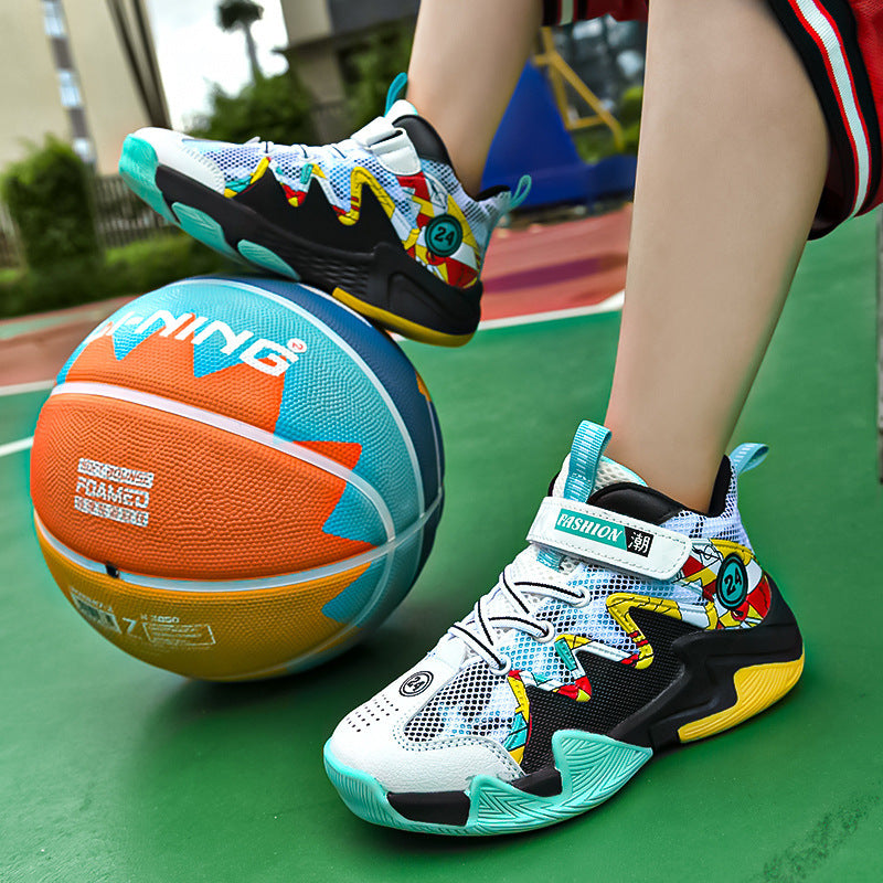 Boys Basketball Mesh pustende og slitesterke sko